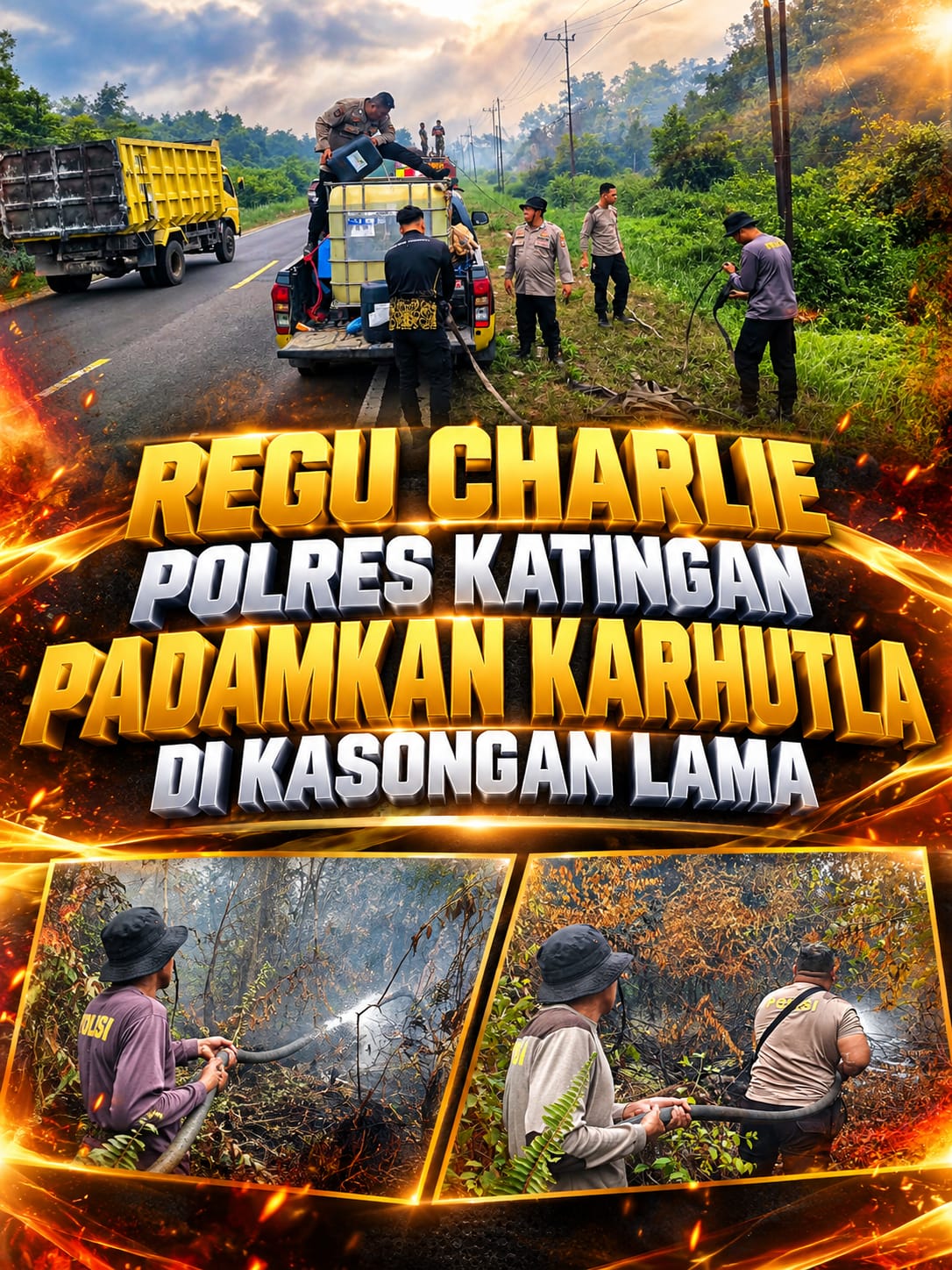 Regu Charlie Polres Katingan Padamkan Karhutla di Kasongan Lama