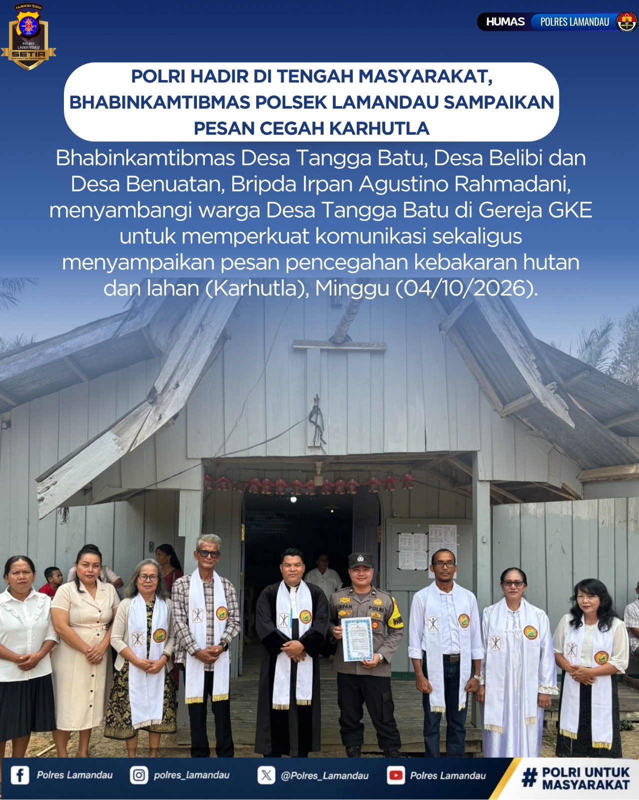 Polri Hadir di Tengah Masyarakat, Bhabinkamtibmas Polsek Lamandau Sampaikan Pesan Cegah Karhutla