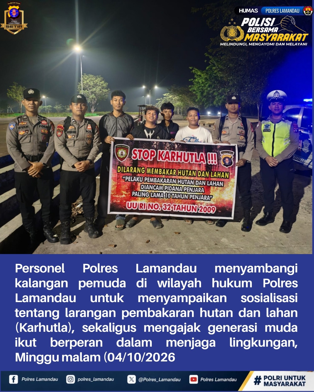 Jaga Lamandau dari Karhutla, Polres Lamandau Rangkul Pemuda untuk Cegah Kebakaran