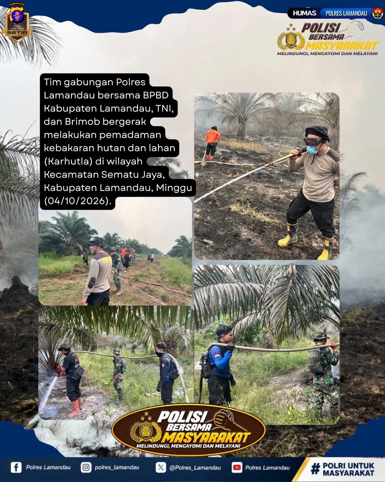 Karhutla Terjadi, Tim Gabungan Polres Lamandau Bergerak Padamkan Api
