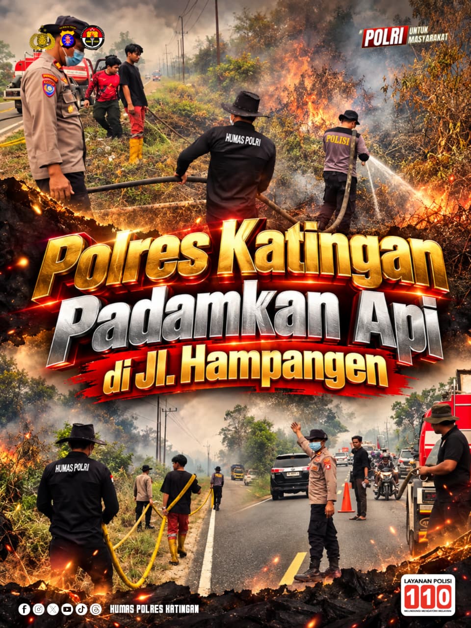 Polres Katingan Padamkan Api di Jl. Hampangen